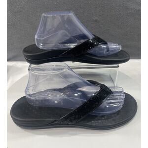 Vionic Tide Sandals Flip Flop Thong Black Supportive Sequin Strap Women Size 10